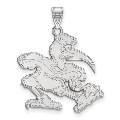 14kt White Gold 1in University of Miami Ibis Logo  Pendant