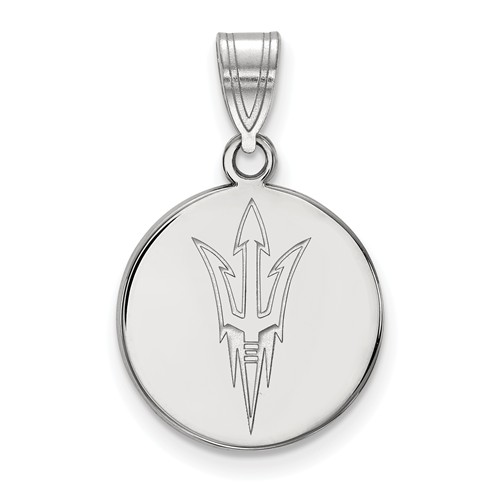 Arizona State University Disc Pendant 5/8in 10k White Gold