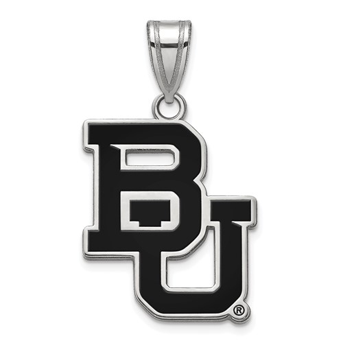 Sterling Silver 3/4in Baylor Bears Arched Enamel Pendant