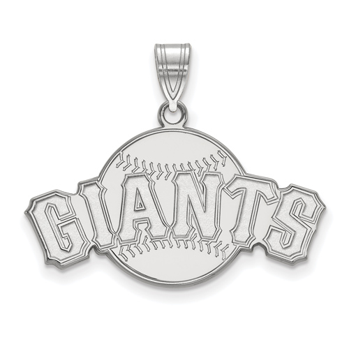 10kt White Gold 5/8in San Francisco Giants Arch Baseball Pendant