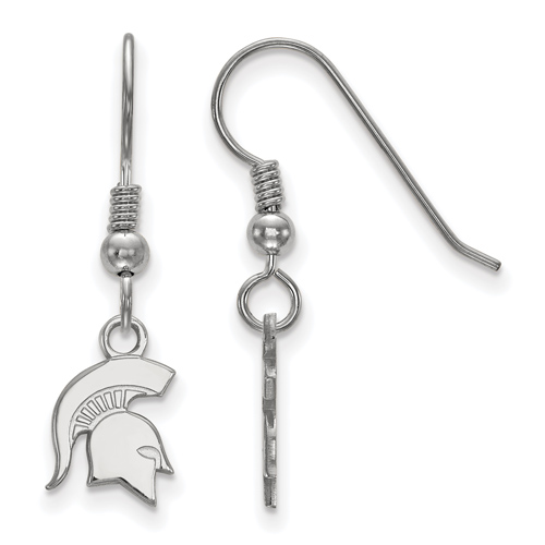 Silver Michigan State Spartan Helmet Extra Small Dangle Earrings