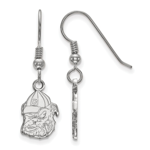 Univ. of Georgia Bulldog Small Dangle Wire Earrings Sterling Silver