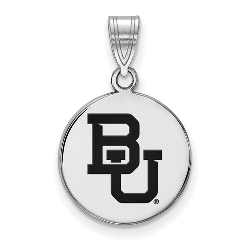 Sterling Silver 5/8in Baylor University Round Enamel Pendant