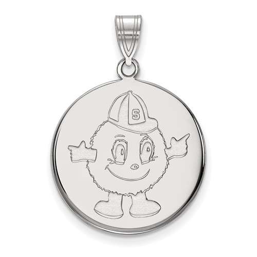 Sterling Silver Syracuse University Otto the Orange Disc Pendant 3/4in