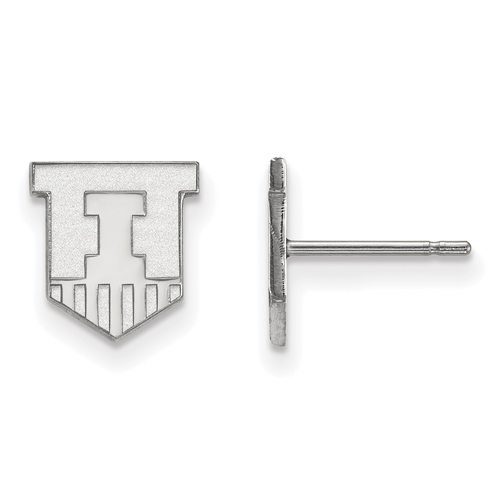 14kt White Gold Univ. of Illinois Victory Badge Extra Small Earrings
