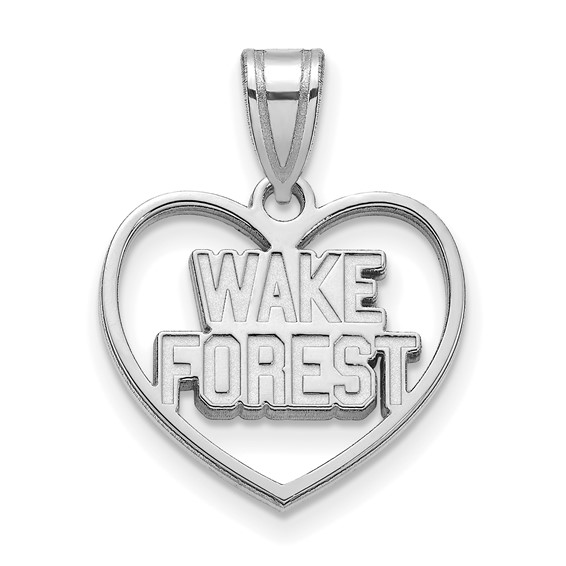 Sterling Silver 5/8in Wake Forest University Heart Pendant