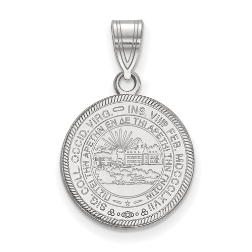 Sterling Silver 5/8in West Virginia University Crest Disc Pendant