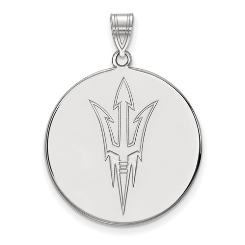Sterling Silver 1in Arizona State University Pitchfork Round Pendant