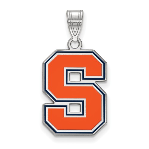 Syracuse University S Enamel Pendant 7/8in Sterling Silver