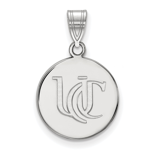 14k White Gold 5/8in University Of Cincinnati UC Round Pendant