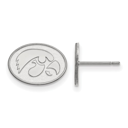 University of Iowa Tiny Oval Earrings 14k White Gold