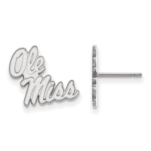 10k White Gold University of Mississippi Ole Miss Post Earrings