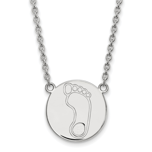 Silver University of North Carolina Tar Heel Disc 18in Necklace