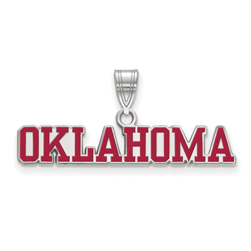 Sterling Silver University of Oklahoma OKLAHOMA Enamel Pendant