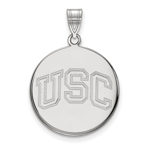 14k White Gold 7/8in University of Southern California Round Pendant