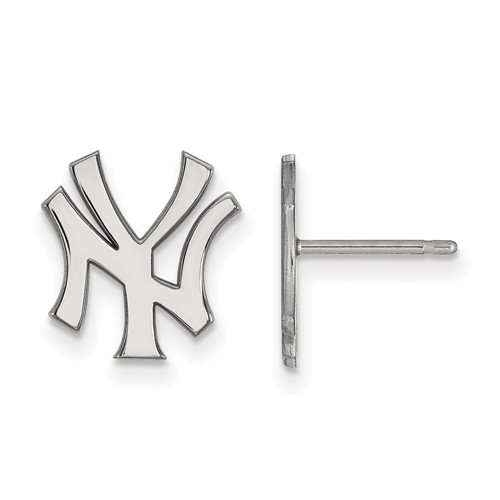 14kt White Gold New York Yankees Small Jersey Logo Post Earrings