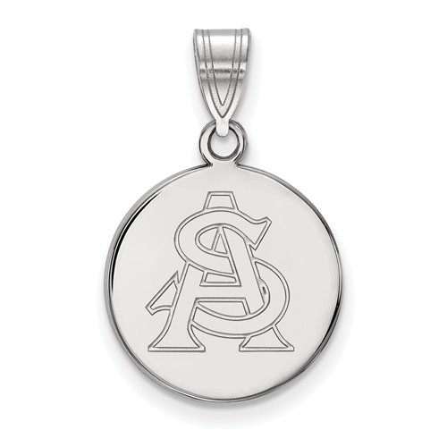 Arizona State University Round Pendant 5/8in Sterling Silver