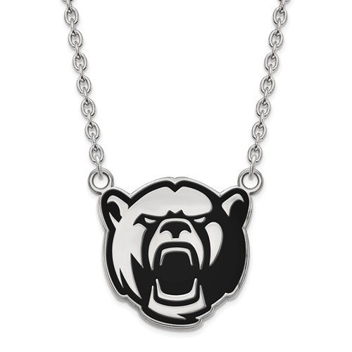 Sterling Silver Baylor University Bear Enamel Pendant with 18in Chain