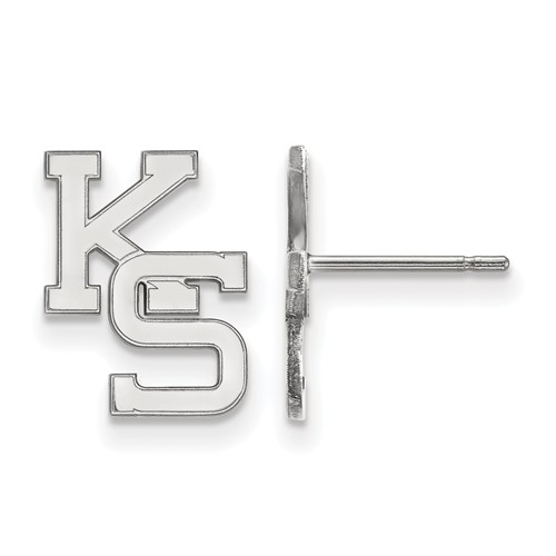 Kansas State University Post Earrings 10k White Gold