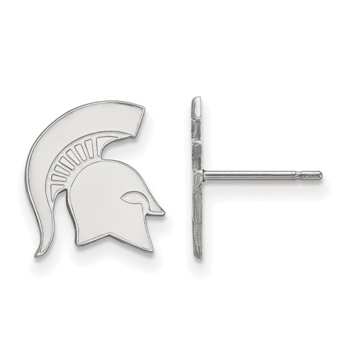 Sterling Silver Michigan State Spartan Helmet Small Post Earrings