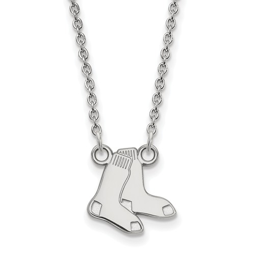 Sterling Silver 1/2in Boston Red Sox Bird Pendant on 18in Chain