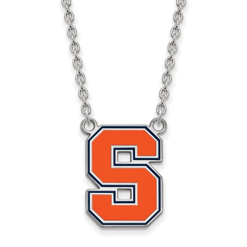 Syracuse University S Enamel Necklace 7/8in Sterling Silver