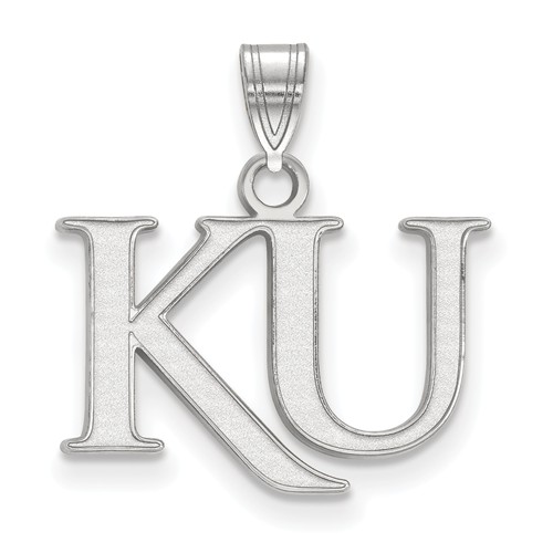 14kt White Gold 1/2in University of Kansas KU Pendant