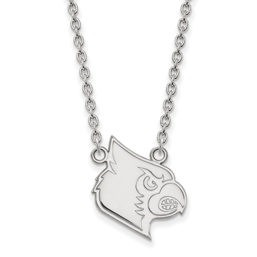 10k White Gold University of Louisville Louis Pendant with 18in Chain