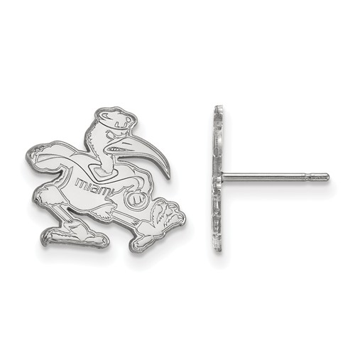 14kt White Gold University of Miami Ibis Small Post Earrings