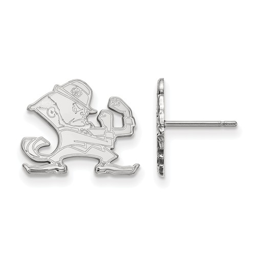 14k White Gold University of Notre Dame Leprechaun Stud Earrings