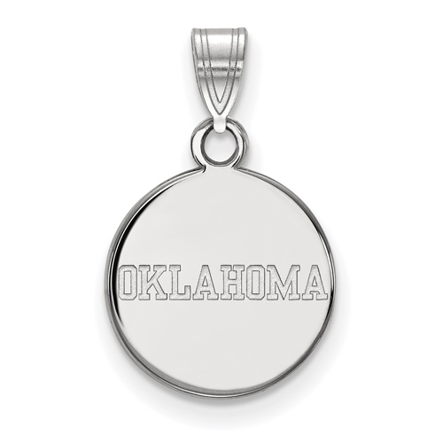 14kt White Gold 1/2in University of Oklahoma OKLAHOMA Round Pendant