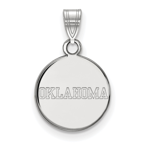 Sterling Silver 1/2in University of Oklahoma OKLAHOMA Round Pendant