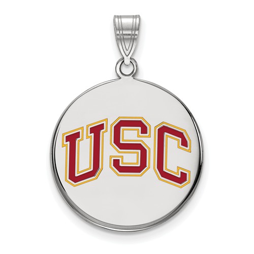 Sterling Silver 7/8in USC Round Enamel Pendant
