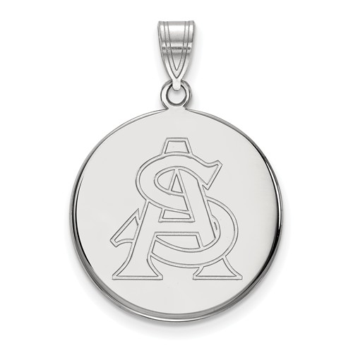 Arizona State University Round Pendant 3/4in 10k White Gold