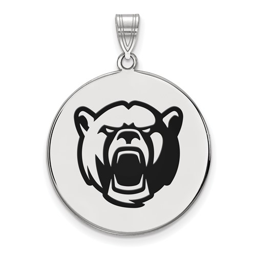 Sterling Silver 7/8in Baylor University Bear Round Enamel Pendant