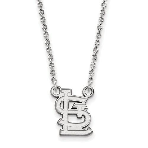 10kt White Gold 1/2in St. Louis Cardinals STL Pendant on 18in Chain