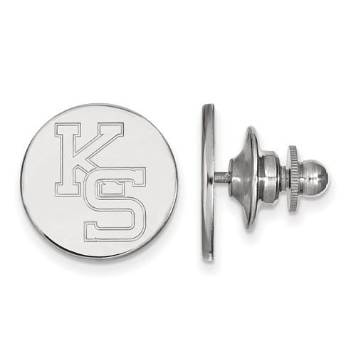 Kansas State University Round Lapel Pin 14k White Gold 