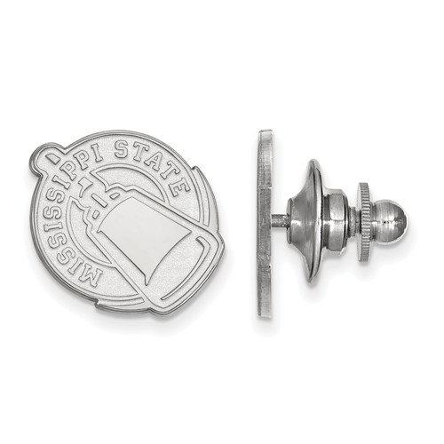 Mississippi State University Cowbell Lapel Pin 14k White Gold 