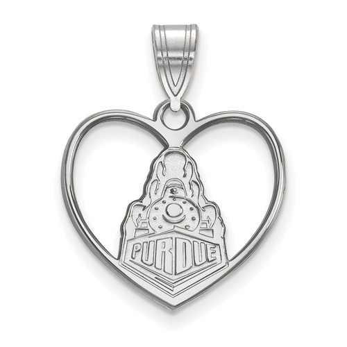Sterling Silver Purdue University Boilermaker Heart Pendant 5/8in