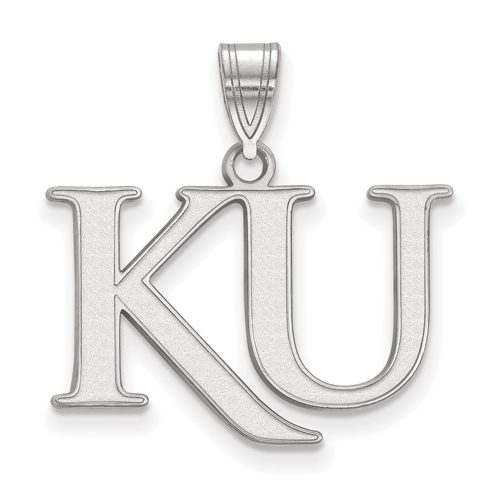 14kt White Gold 5/8in University of Kansas KU Pendant