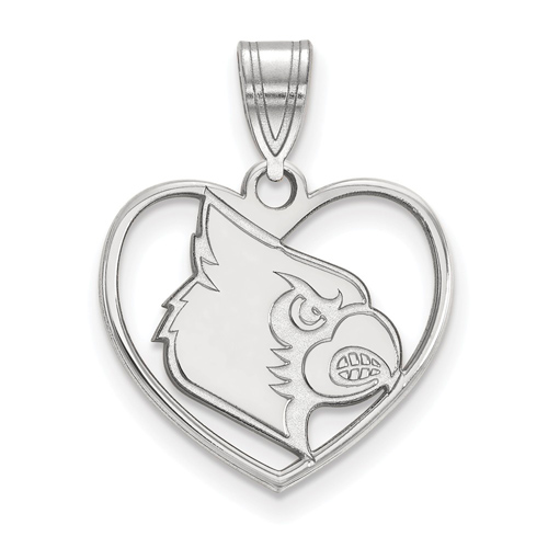 Sterling Silver 5/8in University of Louisville Heart Pendant