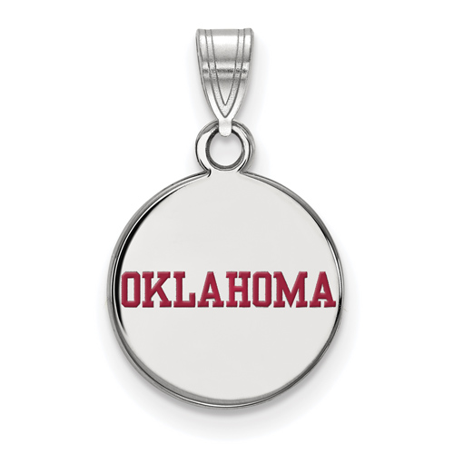 Silver 1/2in University of Oklahoma Round Enamel Pendant