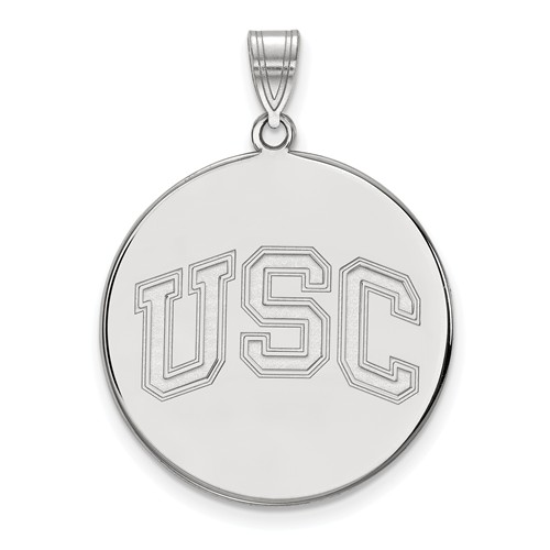 10k White Gold 1in University of Southern California Round Pendant