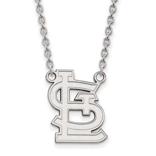 10k White Gold 3/4in St. Louis Cardinals STL Pendant on 18in Chain
