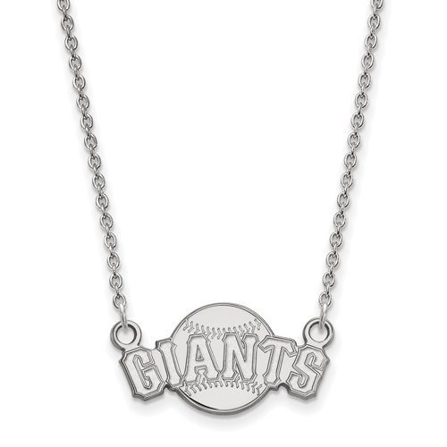San Francisco Giants Arched Baseball Necklace Small 14k White Gold