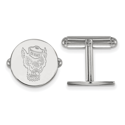 Sterling Silver North Carolina State Round Mr. Wuf Cuff Links