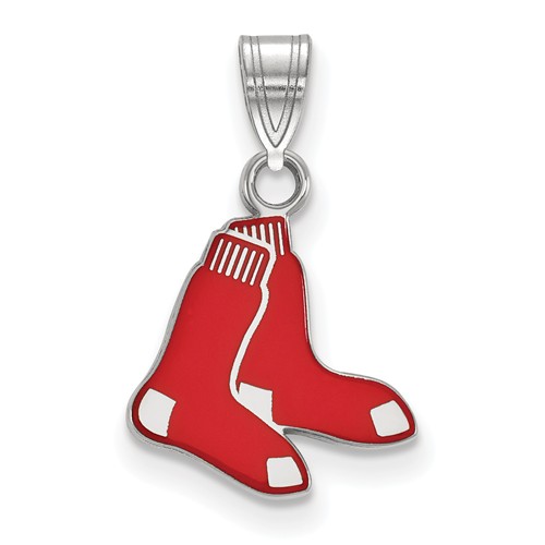Sterling Silver 1/2in Boston Red Sox Enamel Socks Pendant