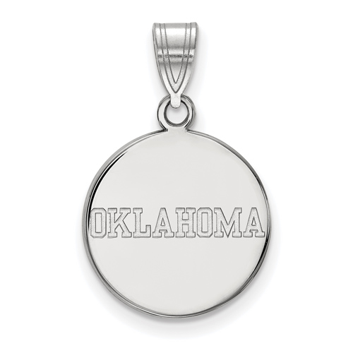 Sterling Silver 5/8in University of Oklahoma OKLAHOMA Disc Pendant