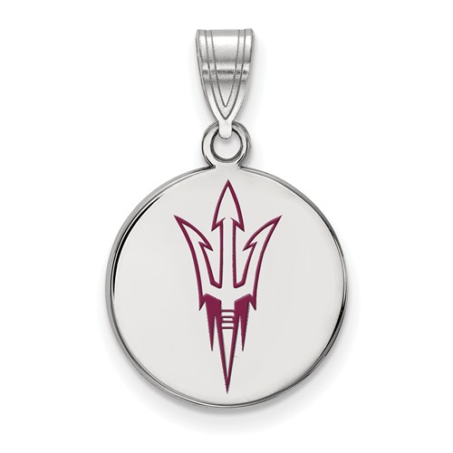 Arizona State University Enamel Round Pendant 5/8in Sterling Silver