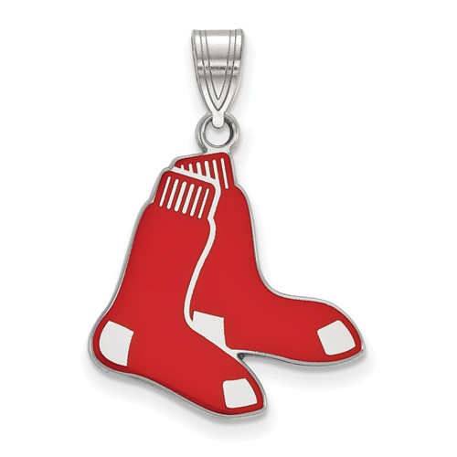 Sterling Silver 3/4in Boston Red Sox Enamel Socks Pendant